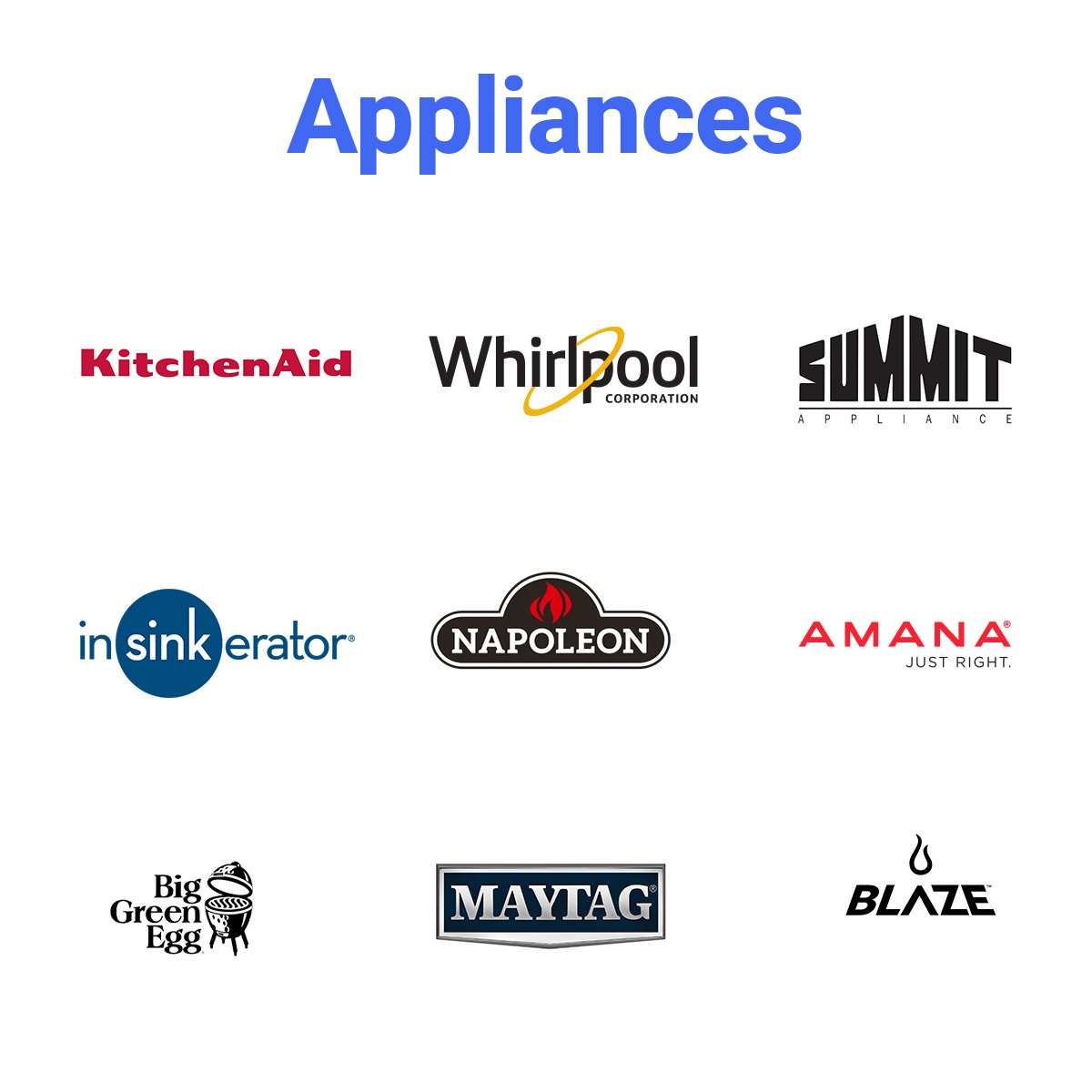 Appliances Logos KitchenAid, Whirlpool, Summit